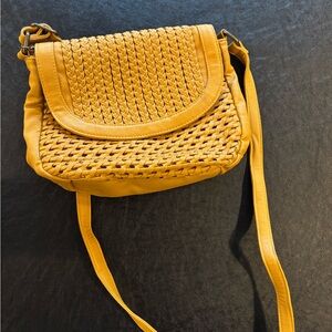 Ecote Mustard Woven Crossbody Bag
